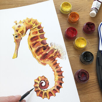 Seahorse Watercolour Greetings Card, 2 of 2
