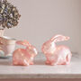 Two Pink Mottled Glass Bunny Easter Decorations, thumbnail 1 of 4
