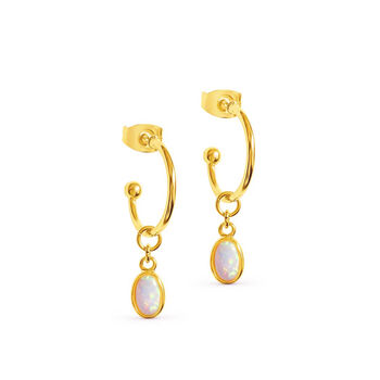 Aura Opal Gold Hoop Earrings, 4 of 4