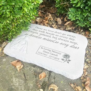 Personalised Large Angel Garden Memorial Stone 38cm X 27cm, 9 of 9