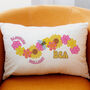 Crochet Print 'Blooming Brilliant' Name Cushion, thumbnail 1 of 2