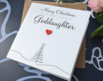 Personalised Handmade Christmas Card For Special Goddaughter, 2 of 4
