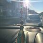 Turquoise Crystal Rear View Mirror Car Charm, thumbnail 3 of 7