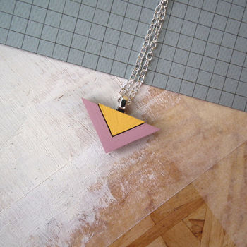 Geometric Double Triangle Wooden Necklace, 4 of 5