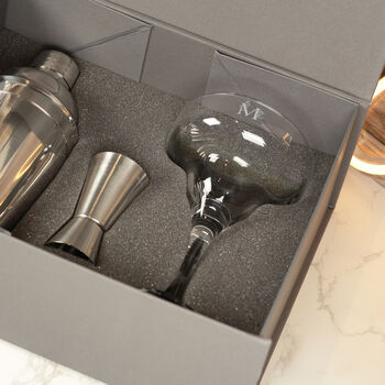 Personalised Floral Initial Cocktail Glass And Gift Set, 3 of 4