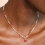 Stainless Steel Multicolour Beaded Cherry Charm Necklace In Gold Plating, thumbnail 1 of 5