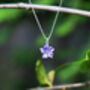 Periwinkle Blue Flower Mini Pendant Necklace, Silver Plated, thumbnail 1 of 2