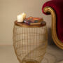 Vintage Basket Wire Table With Golden Finish 'Diya', thumbnail 1 of 3