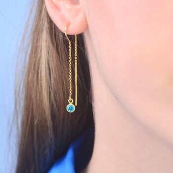 Personalised Gold Vermeil Birthstone Threader Earrings, 4 of 6