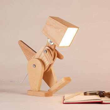 Nordic Table Lamp Wooden Dinosaur, 2 of 4