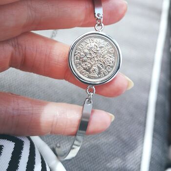 Any Date Personalised Sixpence Cuff Bracelet, 3 of 12