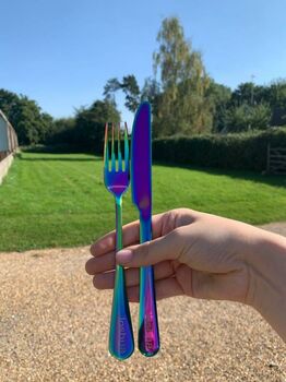 Personalised Rainbow Cutlery Set With Free Engraving, 3 of 7