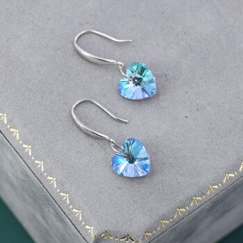 Alexandrite Cz Heart Drop Dangle Earrings In Sterling Silver, 8 of 12