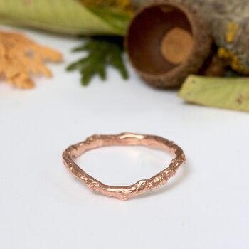 Shaped Twig Wedding Ring, Solid Gold Organic Ring, 5 of 9