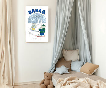 Babar The Elephant Skiing Nursery Print, 2 of 3