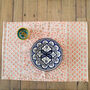 Set Of Indian Hand Block Printed Placemats, Coral, thumbnail 1 of 8