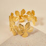 Flower Cuff In Golden Stainless Steel, thumbnail 3 of 5