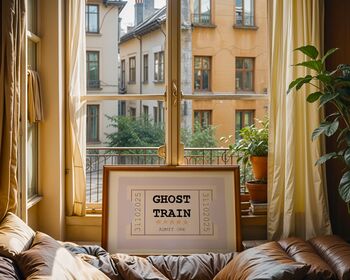 Ghost Train Ticket Halloween Art Print, 4 of 8