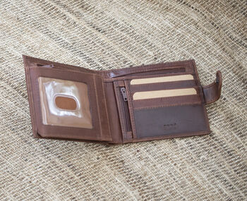 Personalised Mens Tan And Brown Leather Wallet Rfid, 3 of 11