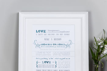 'Love Is A Temporary Madness' Wedding Anniversary Print, 5 of 6