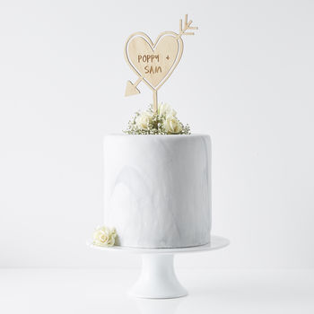 Personalised Carved Heart Cake Topper, 3 of 8