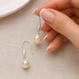 Sterling Silver White Freshwater Pearl Drop Earrings: Bridal Jewellery – 8mm, thumbnail 1 of 8