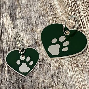 Green And Silver Heart Enamel Dog Tag, 3 of 5