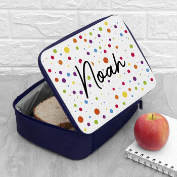 Personalised Kids Fun Polka Dot Insulated Lunch Bag, 3 of 12