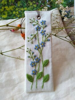 Forget Me Not Hand Embroidered Bookmark, 3 of 9
