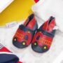 Dotty Fish Fire Engine Soft Leather Baby Shoes With Barefoot Soles, thumbnail 1 of 8