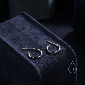 Small Mobius Hoop Earrings In Sterling Silver, 5 of 10