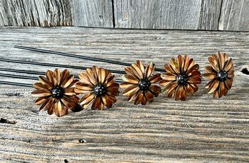 Set Of Three Or Five Copper Daisy Copper Garden Stakes, 10 of 10
