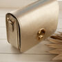 Gold Metallic Small Crossbody Leather Handbag, Shoulder Bag Satchel Style, thumbnail 5 of 11