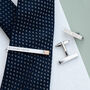 Personalised Silver And Rose Gold Plated Tie Pin And Cufflink Set, thumbnail 4 of 12