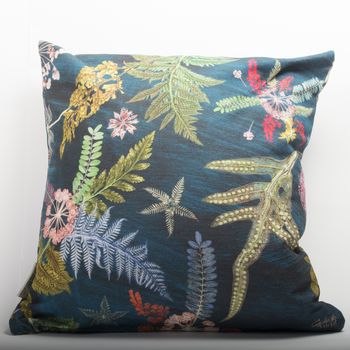 Deep Teal Botanical Sofa Cushion For Interior Design, 3 of 3