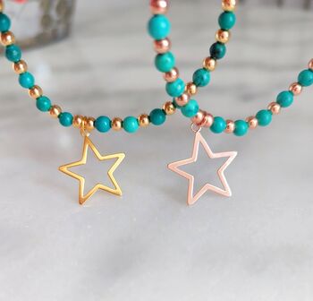 Star Charm Turquoise And Gold Vermeil Beaded Bracelet, 2 of 8