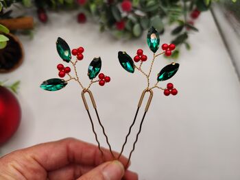 Handmade Festive Hair Pins Set Of Two, 11 of 12