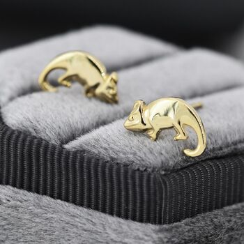 Sterling Silver Tiny Chameleon Stud Earrings, 4 of 8