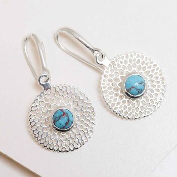 Sterling Silver Chrysanthemum Gemstone Earrings, 3 of 9