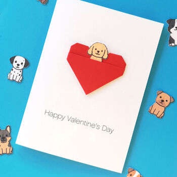 Personalised Dog Valentine's Day Origami Heart Card, 6 of 9