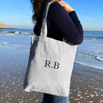 Personalized Initals Beach Tote Bag - Custom Canvas Travel Bag with Zipper - Add your Logo or Name For The perfect Weekender Bag　並行輸入 Monogram Beach Canvas Tote Bag Initial Tote Bag Letter Tote Bag