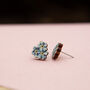 Inky Forget Me Not Cluster Birch Stud Earrings, thumbnail 4 of 10