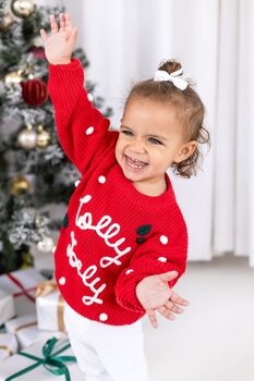 Christmas Holly Jolly Knitted Jumper, 2 of 5