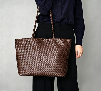 Weaving Vegan Leather Tote, 2 of 12