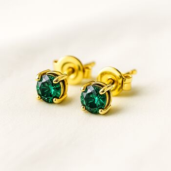 Gold Coloured Stud Earring Birthstone Bridesmaid Girlfriend Gift, 6 of 6