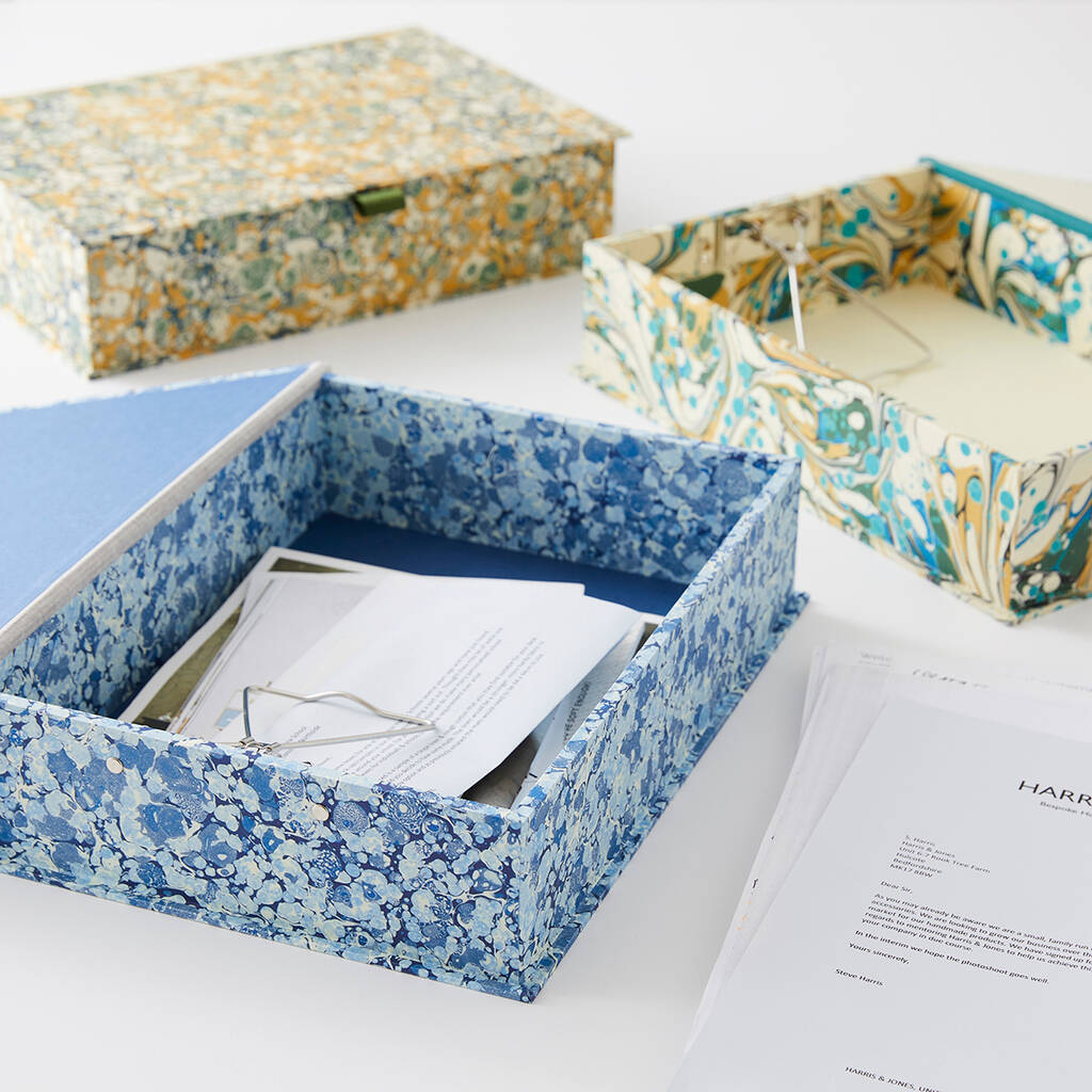 Marbled Box File Blue By Harris & Jones Ltd | notonthehighstreet.com