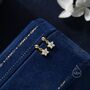 Sterling Silver Dainty Cz Flower Drop Stud Earrings, thumbnail 8 of 12
