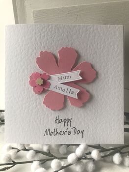 Personalised Mothers Day Pink Flower Card, 3 of 9