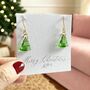 Glass Christmas Tree Earrings, thumbnail 2 of 5