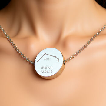 Personalised Aries Zodiac Star Sign Silver Tone Necklace, 2 of 10